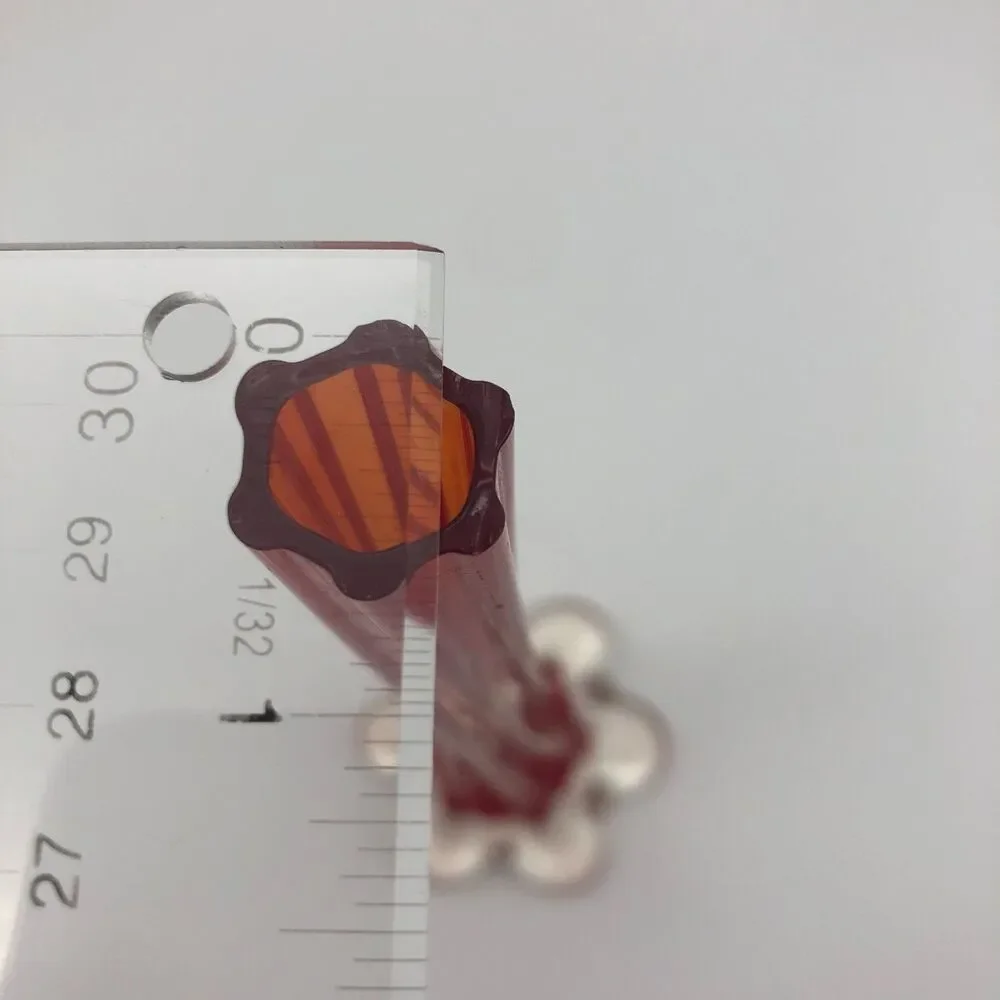 Murano Style Art Glass Bud Vase Elephant Foot Red Clear Bottom 11.25 in. Vintage